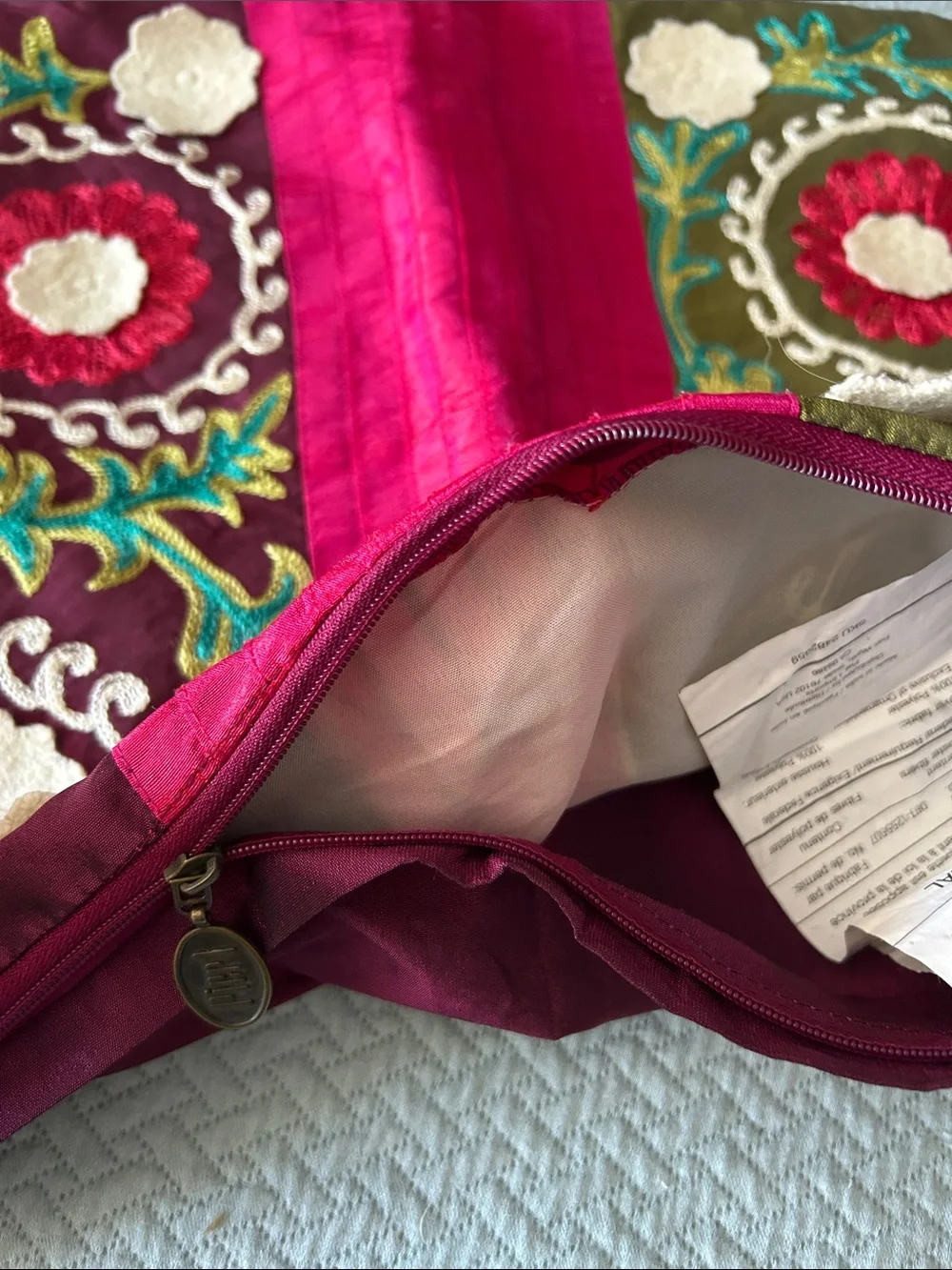 Pier 1 Magenta and Olive Embroidered Decorative Table Runner (1)
